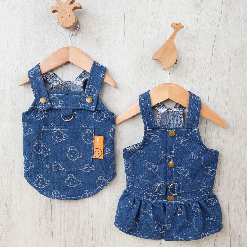 D Ring Strap - Denim Köpek Elbise Koşum Köpek Yaz